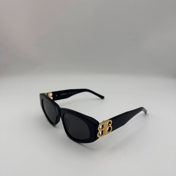 Balenciaga Unisex Black Sunglasses with Gold Detailing - Picture 1 of 9